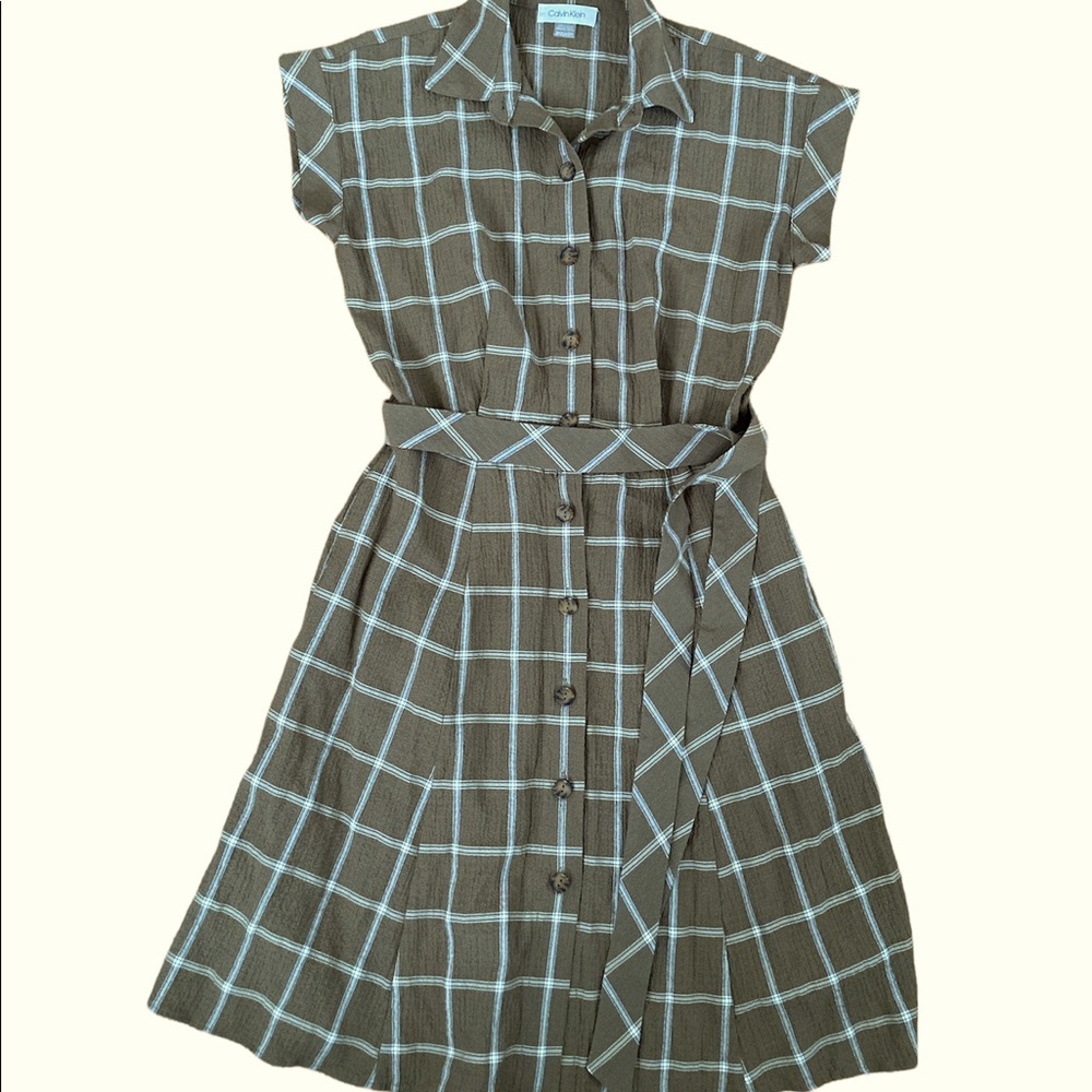 Calvin Klein Green Plaid Dress